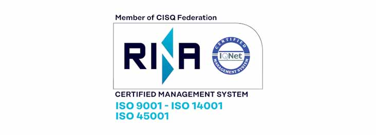 Certificazioni ISO 9001; ISO 14001 e ISO 45001.